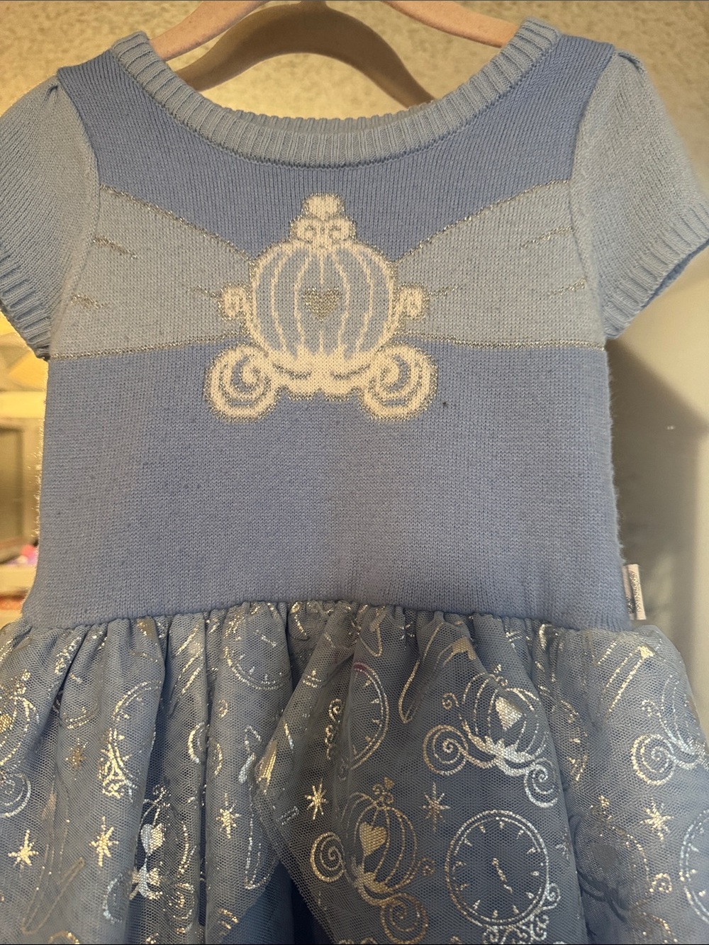 Disney Cinderella Blue Princess Knit Bodice & Sparkle Tulle Dress
